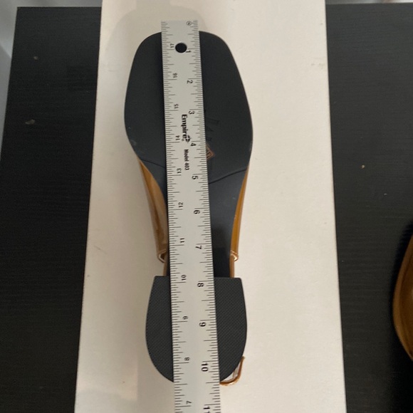 fashion shoes Brown patent leather Flat Size 10/41 NWT sling back fasten Gems - Picture 7 of 8